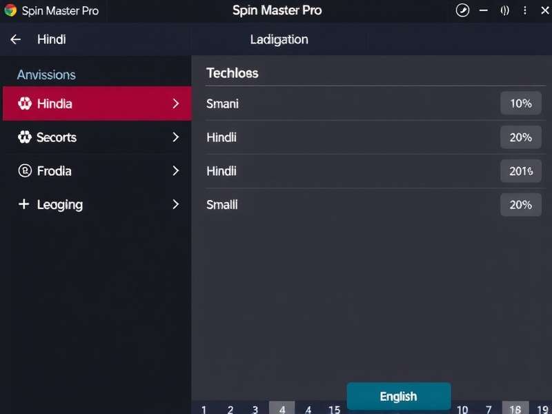Spin Master Pro Interface with Regional Language Support Spin Master Pro user interface showing Hindi and English language options